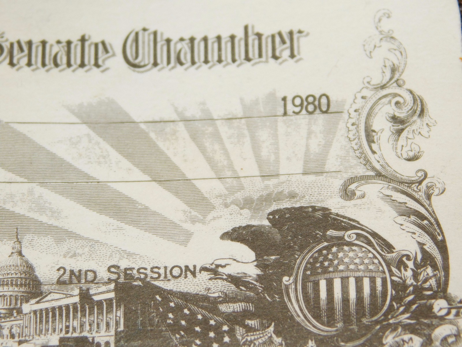 VINTAGE 1980 UNITED STATES SENATE CHAMBER WASHINGTON DC VISITORS PASS CARD