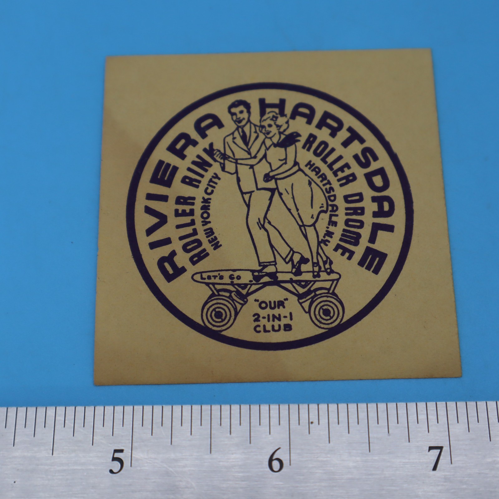 RIVIERA 1940s HARTSDALE NY Vintage Roller Skating Rink Sticker Label Decal