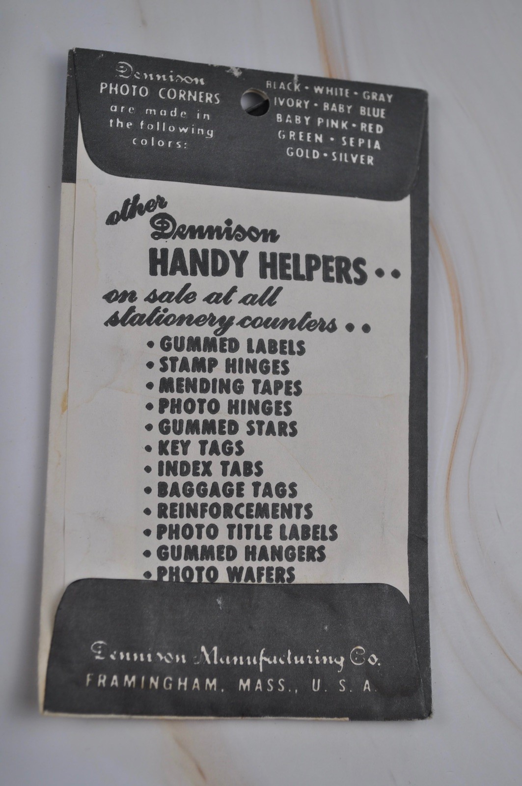 Vintage Dennison Photo Mounting Corners Black Paper Corners