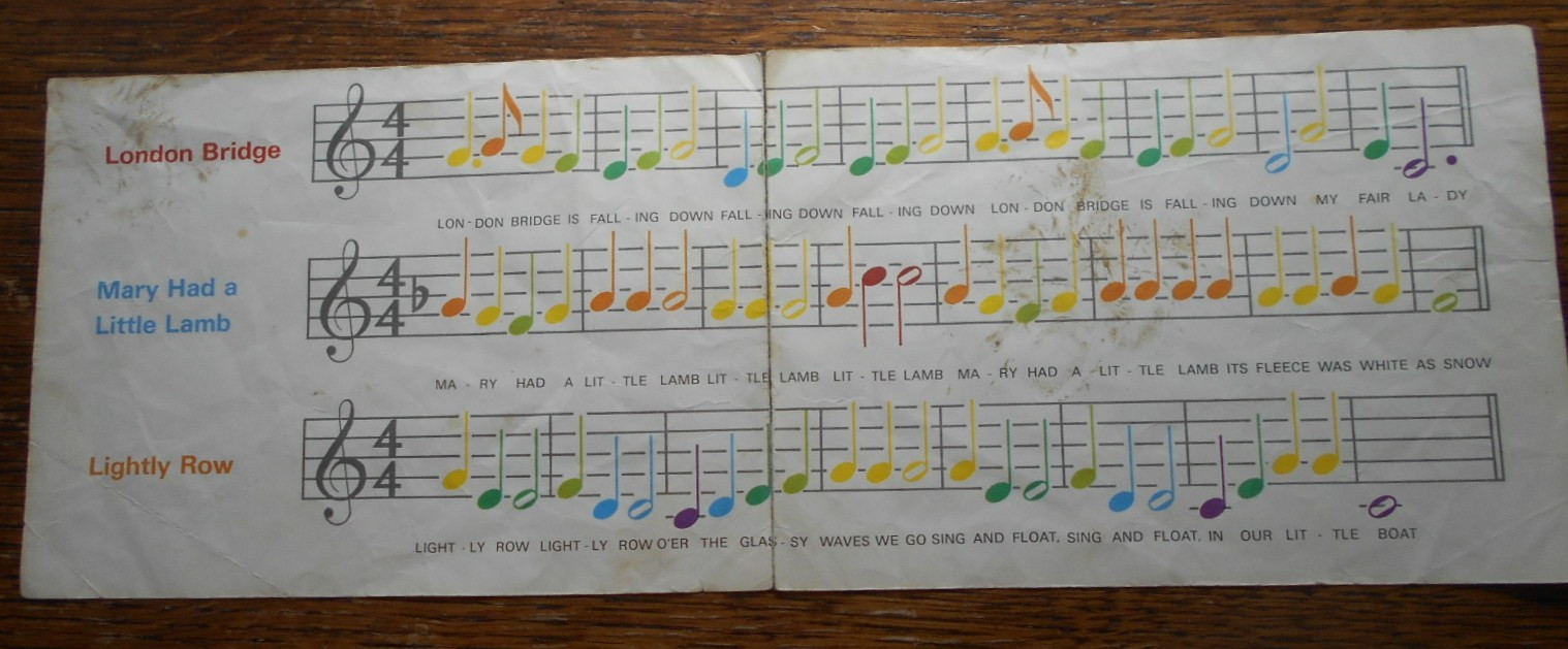 VINTAGE – SONG SHEET FOR ” FISHER PRICE ” PULL-A-TUNE XYLOPHONE –