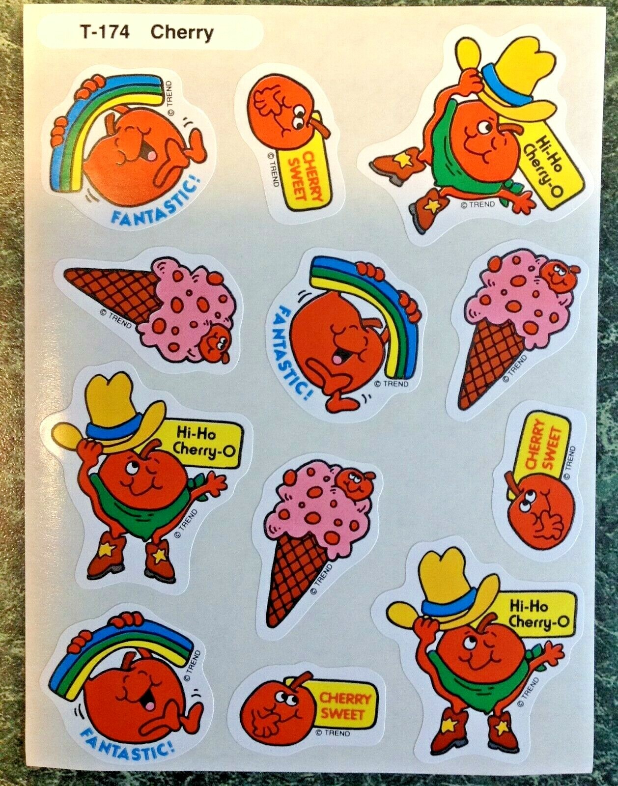 VTG TREND Scratch & Sniff Stinky Sticker Sheet Die Cut CHERRY Scent Ltd Ed RARE