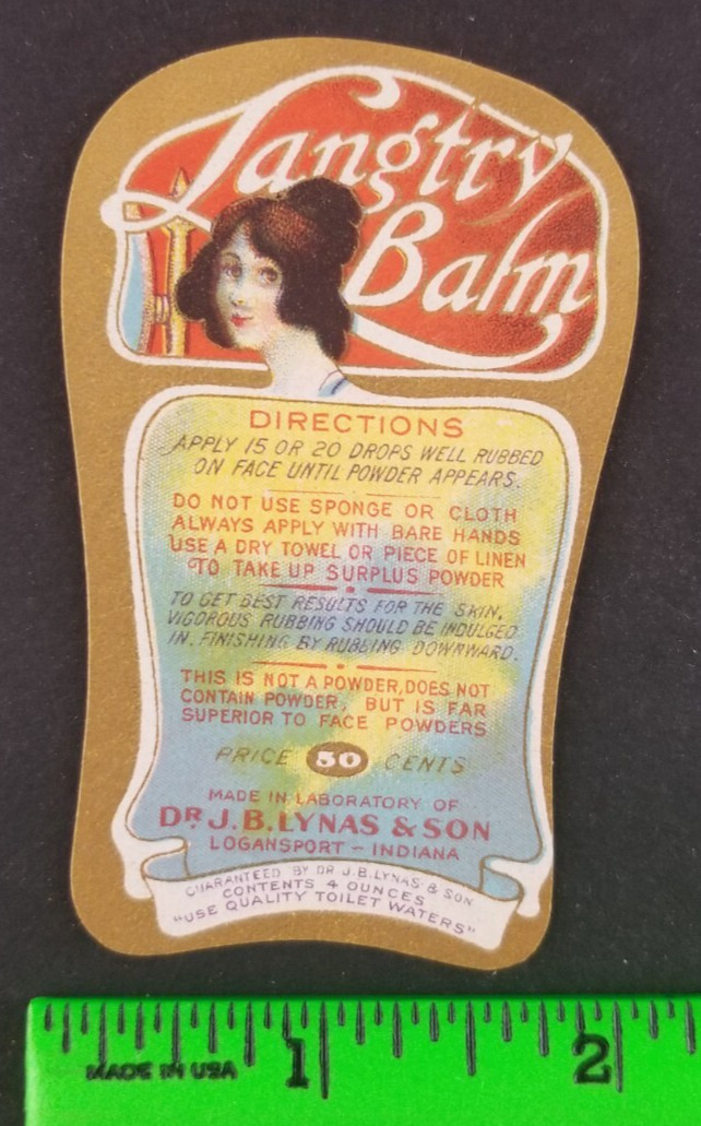 Vintage Langtry Balm Cosmetic Label Card