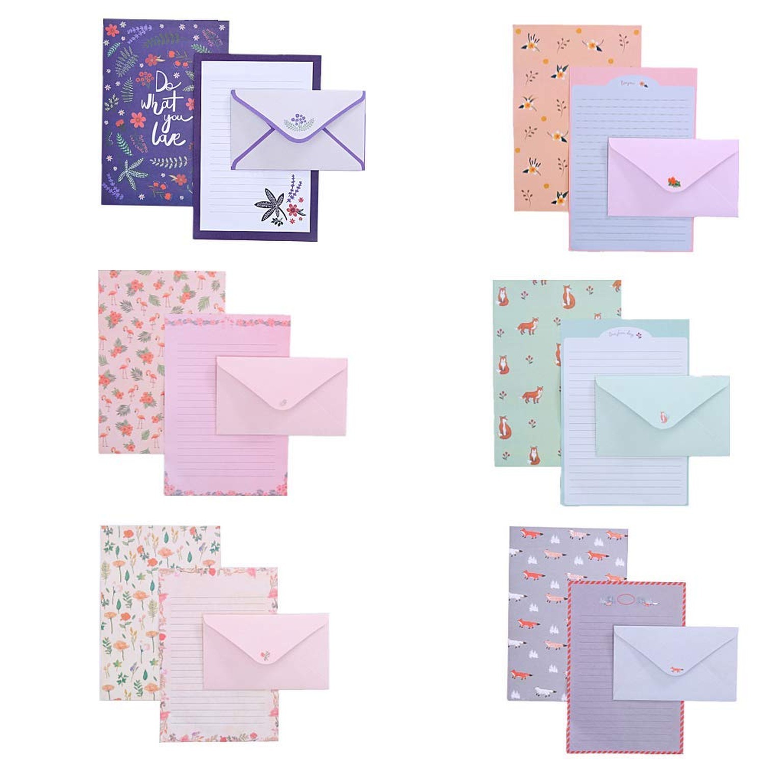 36 Pcs Lovely Letter Paper Lined Stationery Paper with 18 Pcs Envelope Writin…