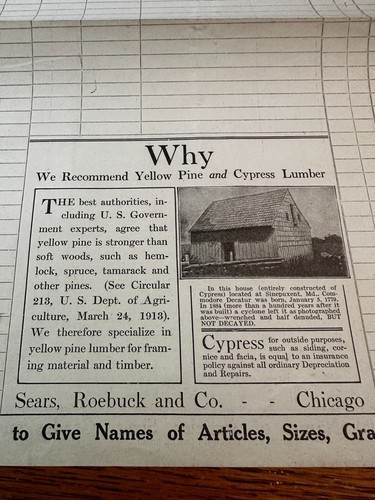 Sears Roebuck Lumber Order Form 1915 F6908 Chicago IL Building Material
