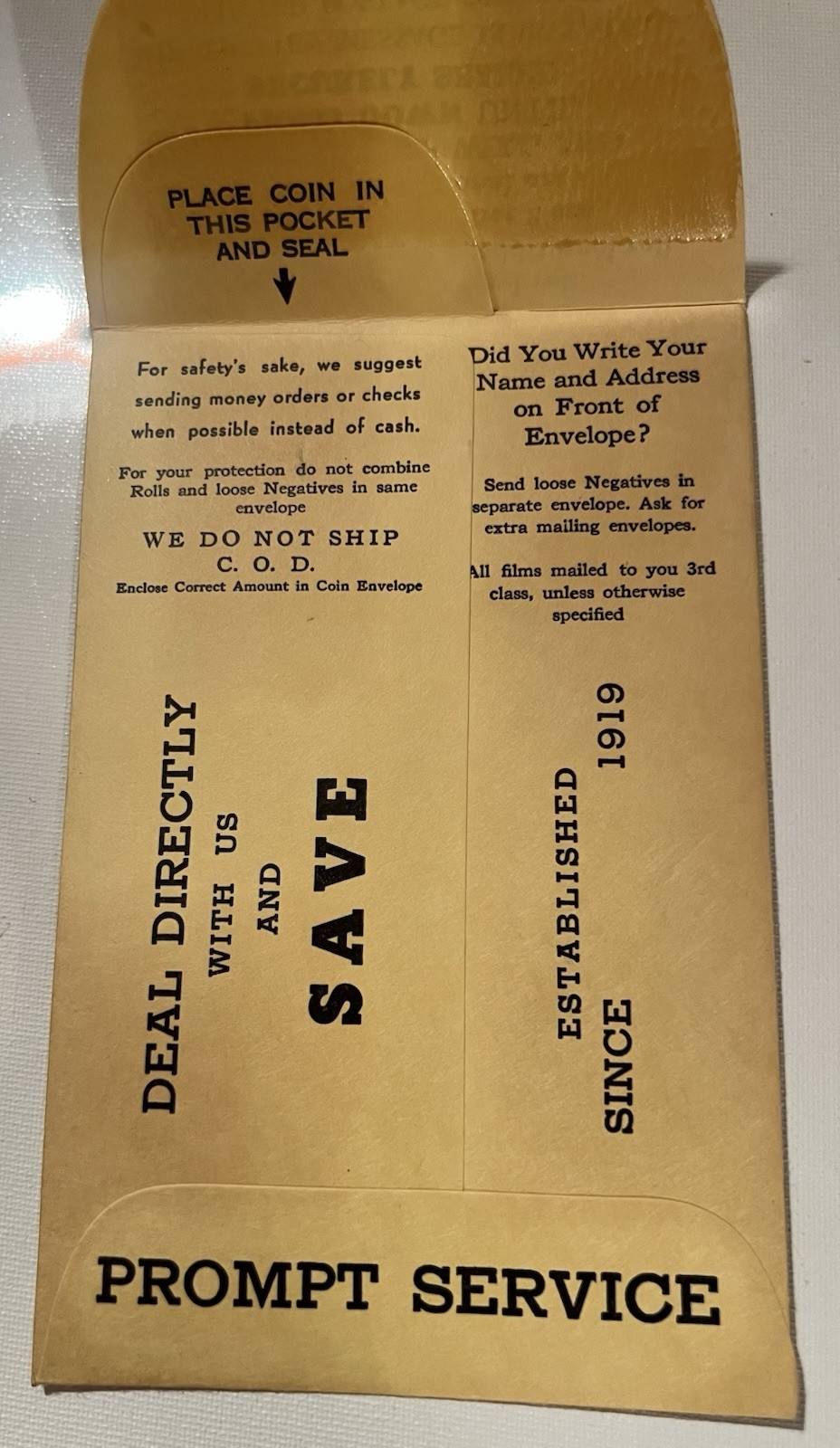 MINT 1948 Phila. Vintage Kodak Mail-In Film Photo Developing Envelope One