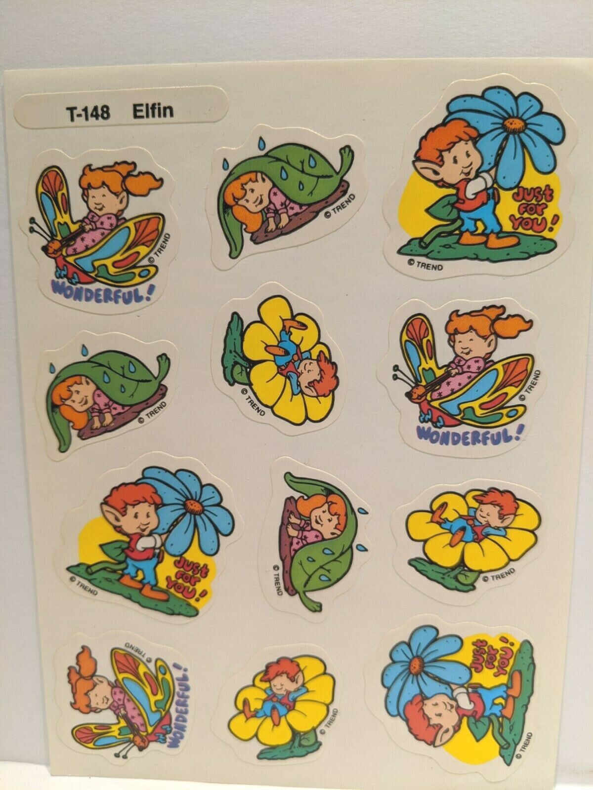 VINTAGE TREND Scratch & Sniff STINKY STICKERS Sheet Die Cut ELFIN Elf T-148