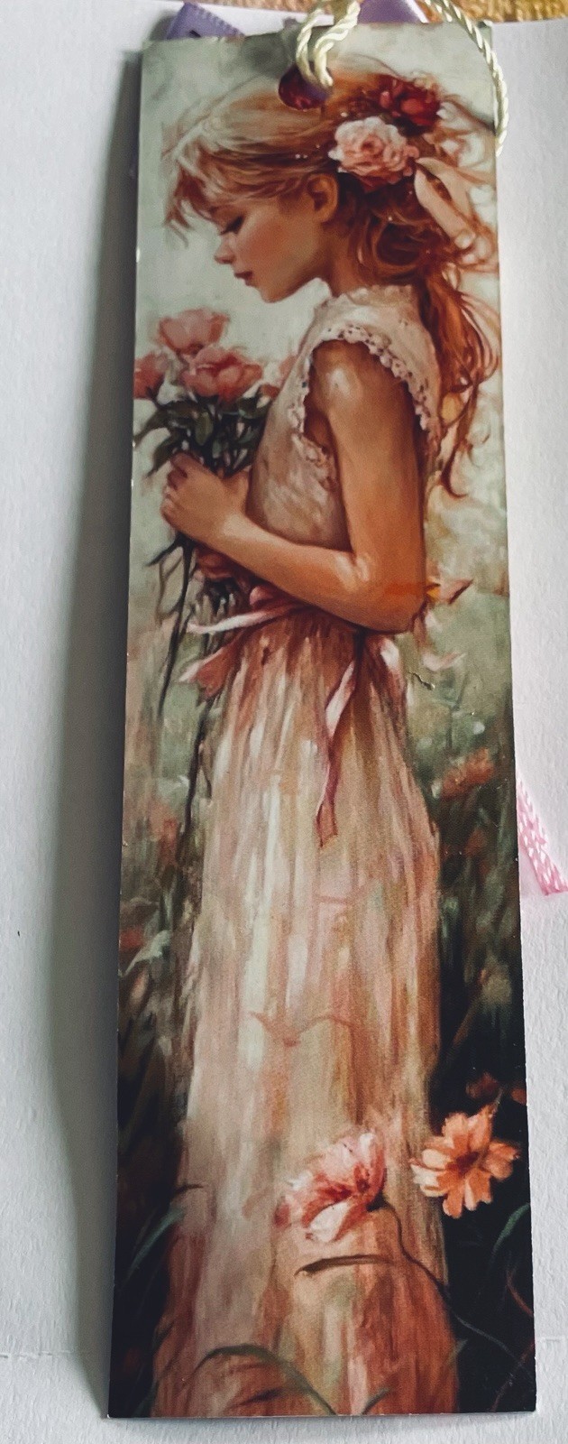 Handmade Bookmark Real Dried Flowers Fairytales Fairies Tassel Double Sided