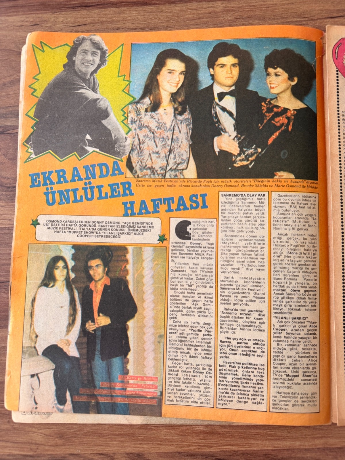1982 Disko Sov Donny Osmond Lynda Carter Alice Cooper Turkish Magazine Rare