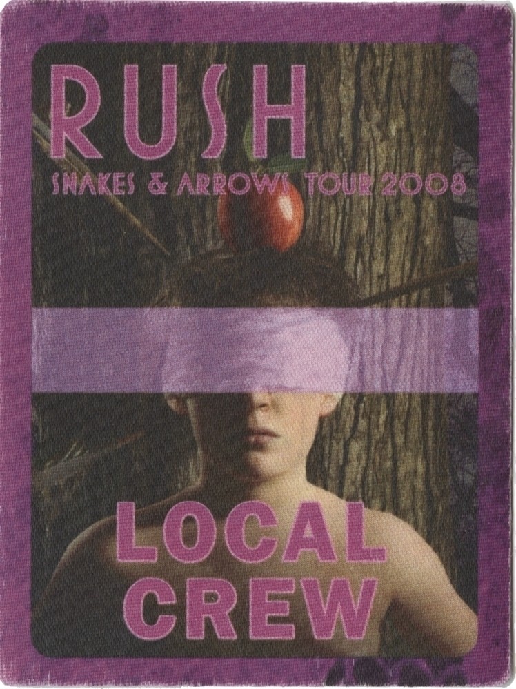 Rush 2008 Snakes & Arrows concert tour Working Crew Backstage Pass