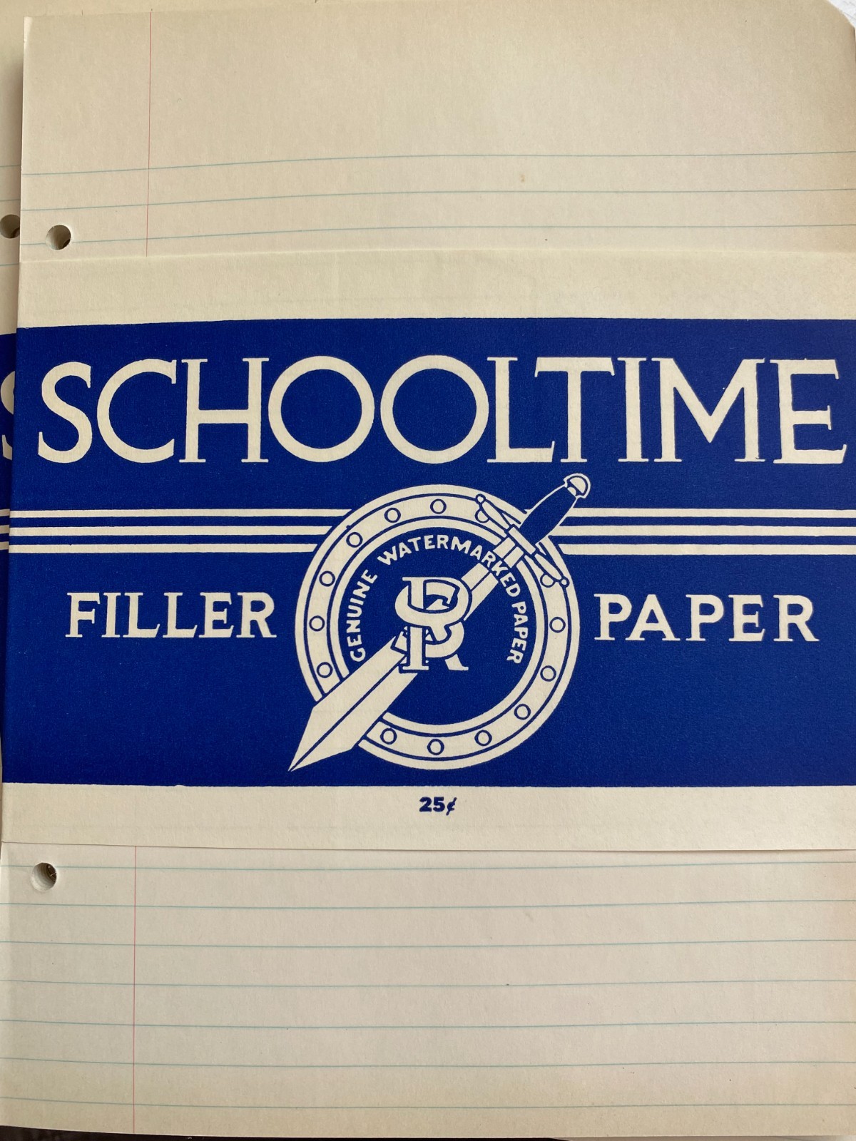 5 Packs NOS Deadstock VTG 40’s Lined Filler Paper, 360 Sheets, “School Time”