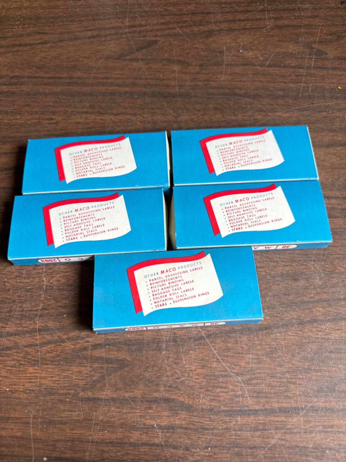 Maco Gummed Red Labels No. 2003 (5 boxes of 30) Vintage