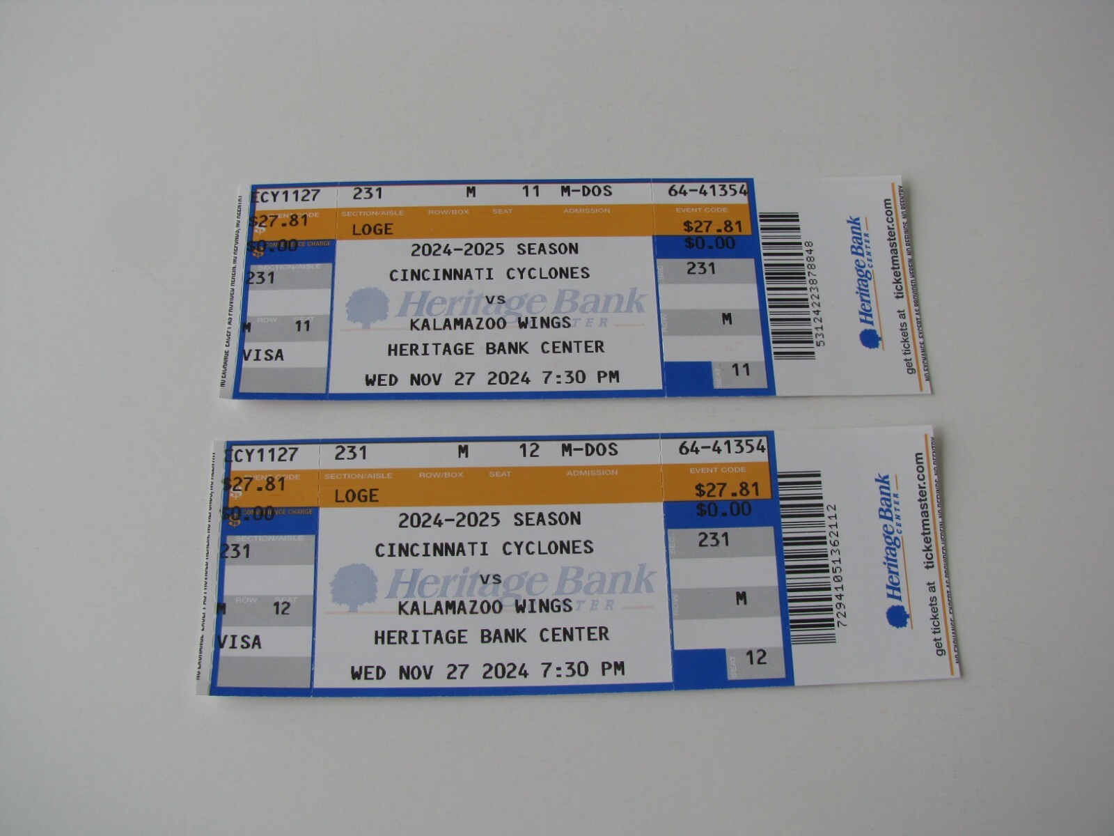 Nov 27 2024 Cincinnati Cyclones Kalamazoo Wings Minor League Hockey Ticket Stub