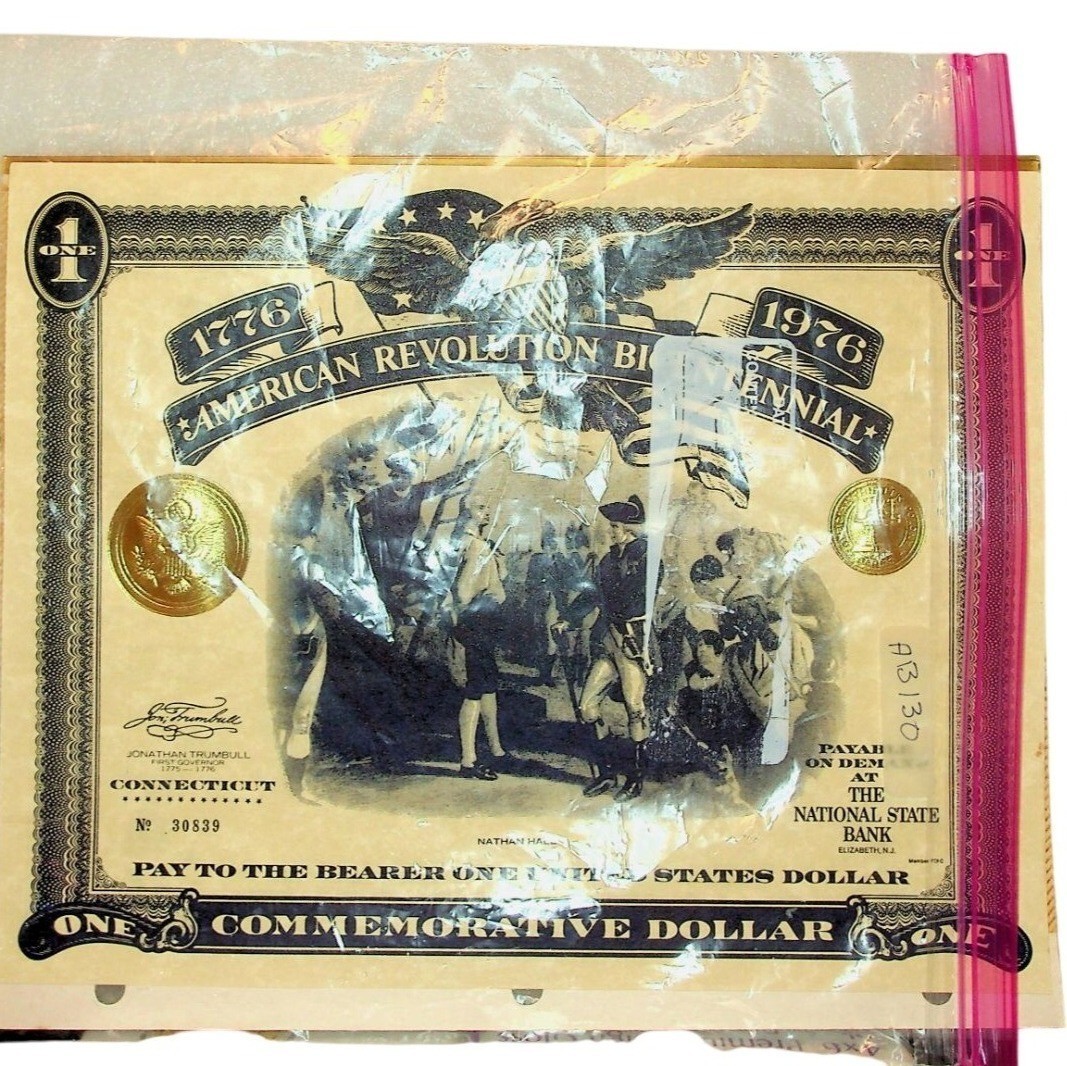 American Revolution Bicentennial Commemorative One Dollar Note 1976 Replica