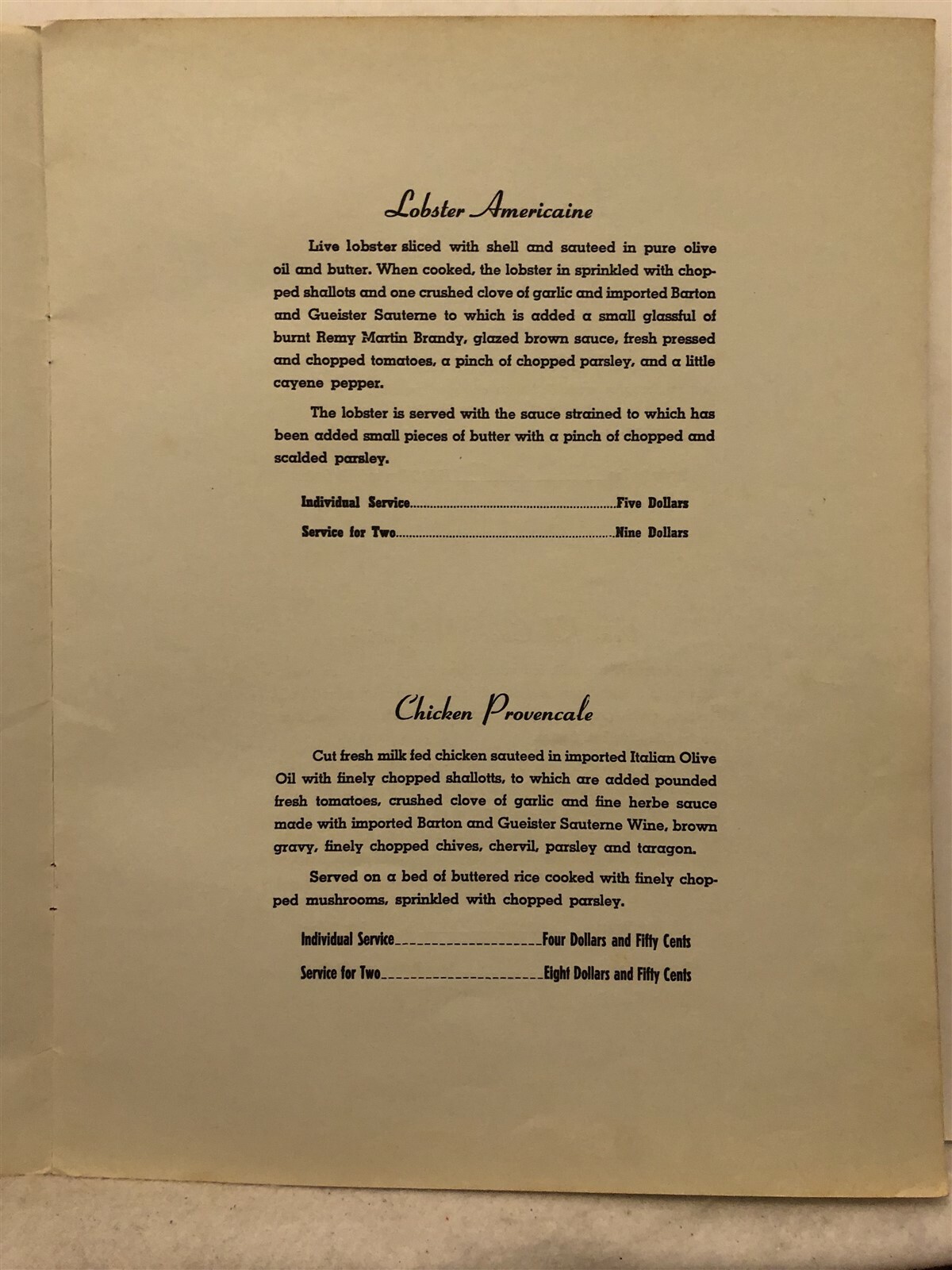 1960’s 1970’s Unknown Restaurant CR Menu Philadelphia PA Cherry Hill NJ Vtg