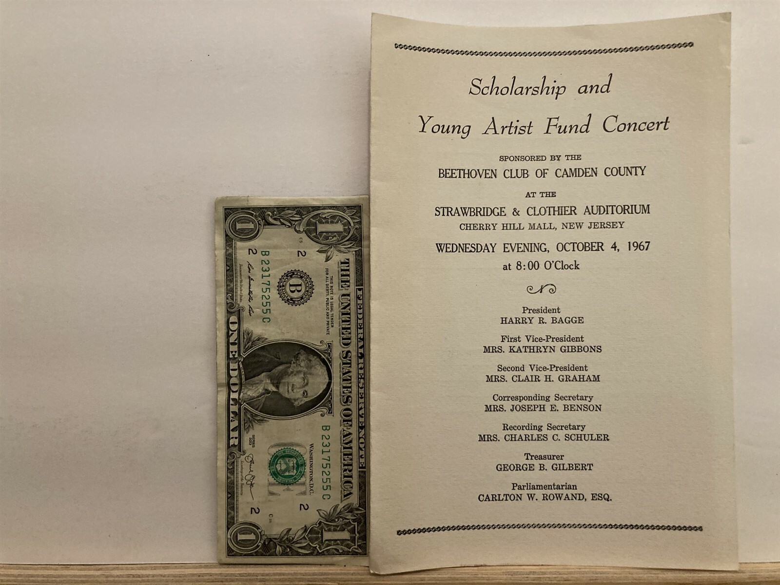 1967 Beethoven Club of Camden Cherry Hill Mall Concert Program New Jersey NJ Vtg