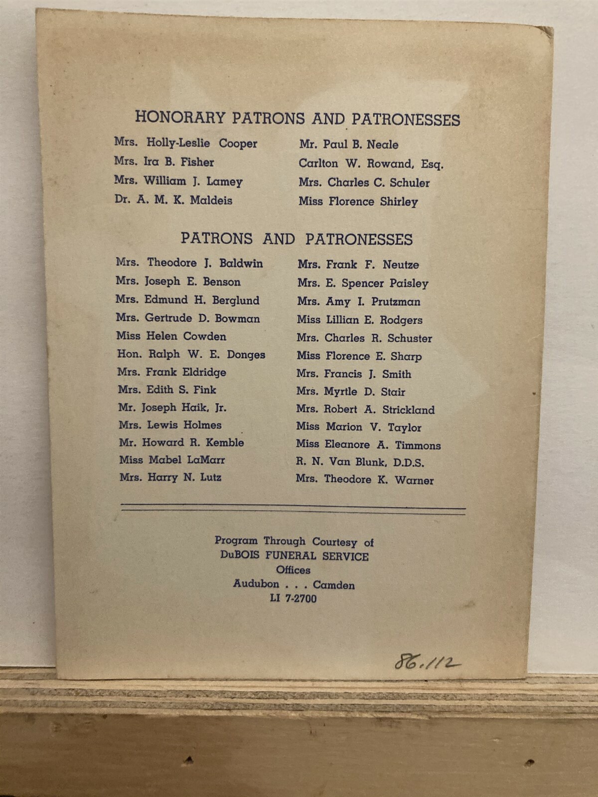 1959 Beethoven Club of Camden Woman’s Club Concert Program New Jersey NJ Vtg
