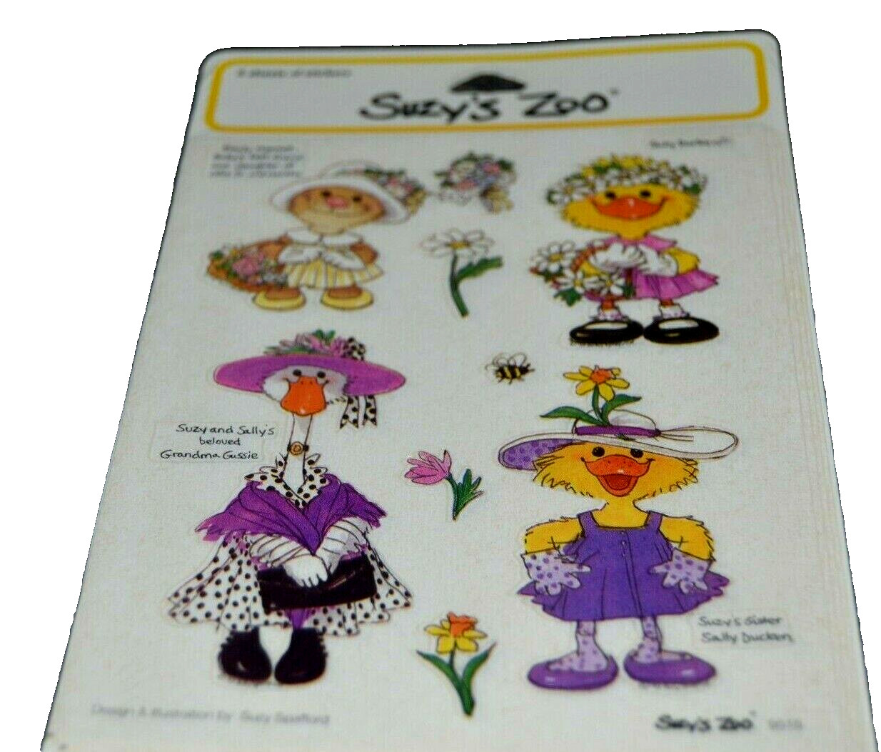 SUZY’S ZOO Stickers 4 Sheets EMILY MARMOT 9515 SALLY GRANDMA GUSSIE Sealed! Vtg
