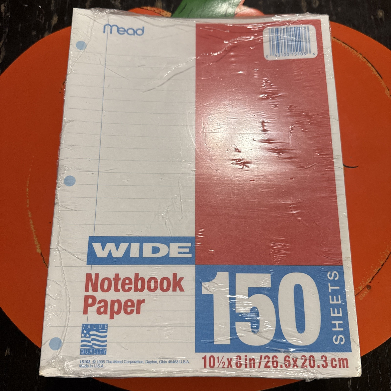 NOS Vintage 1995 Mead notebook paper 150 loose lined sheets 3 ring binder Wide