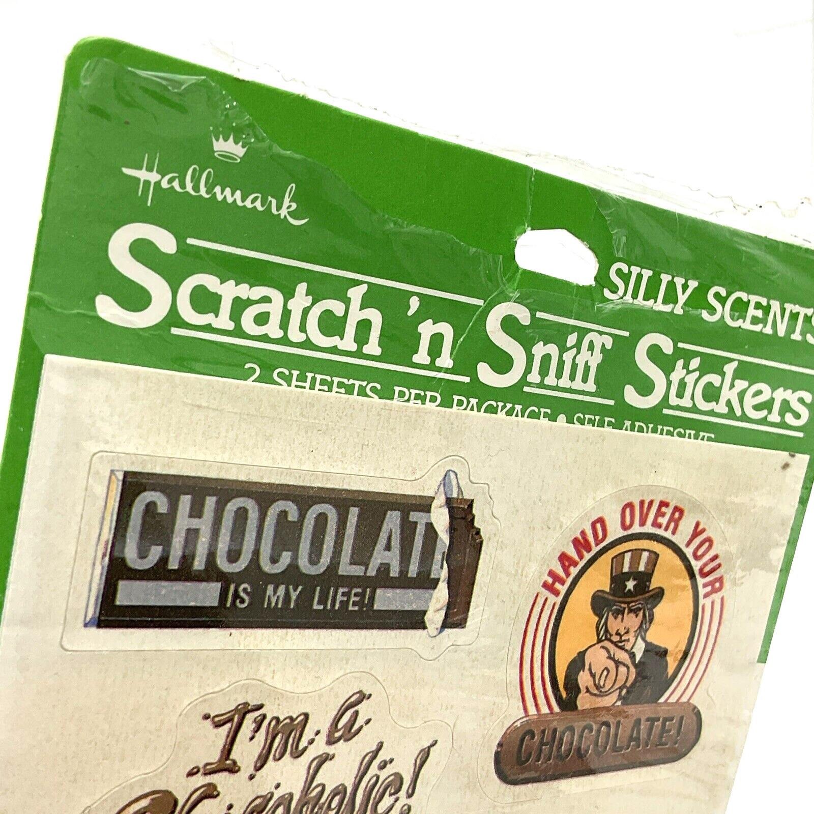 Vintage 1982 Silly Scents Scratch N Sniff Stickers 2 Sheets Chocolate Hallmark