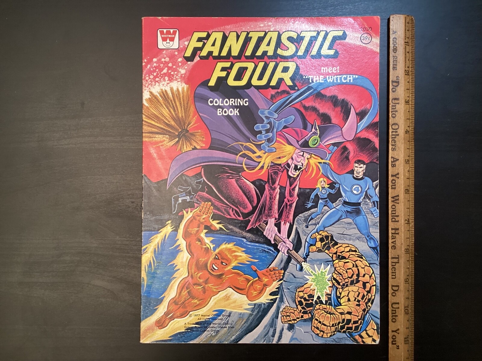 FANTASTIC FOUR meet “THE WITCH” Coloring Book copyright 1977 Marvel Comics Group