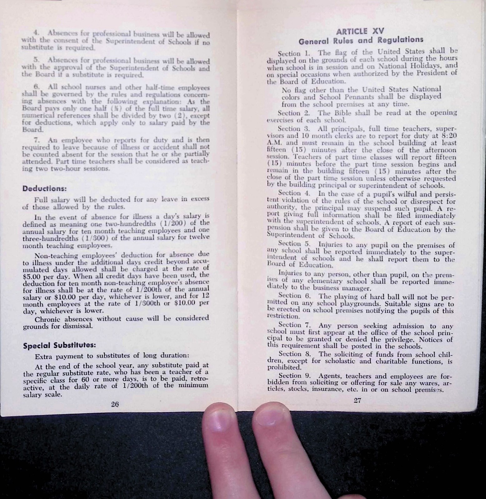 1953 Lyndhurst NJ School Bd Handbook Rules Regs Staff Student Conduct Folded