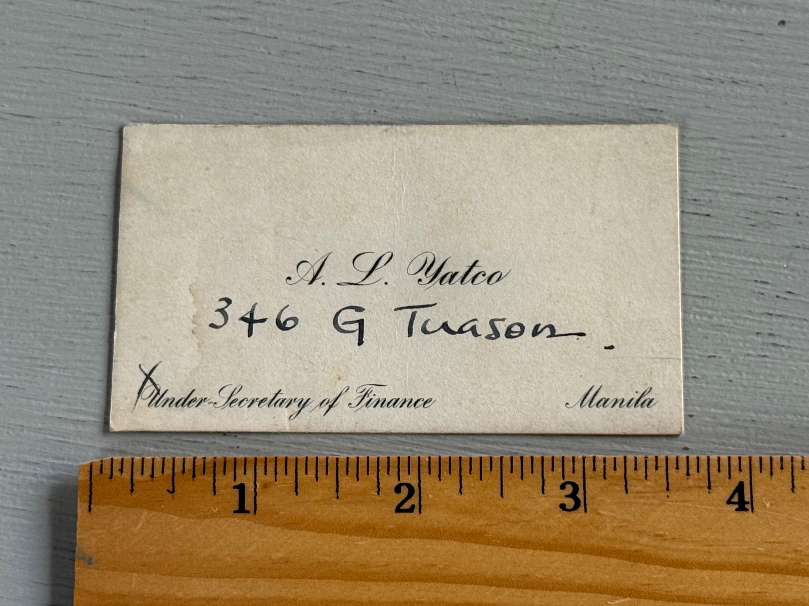 Vintage Business Card Under Secretary of Finance Yatco Manila Philippines 1940s