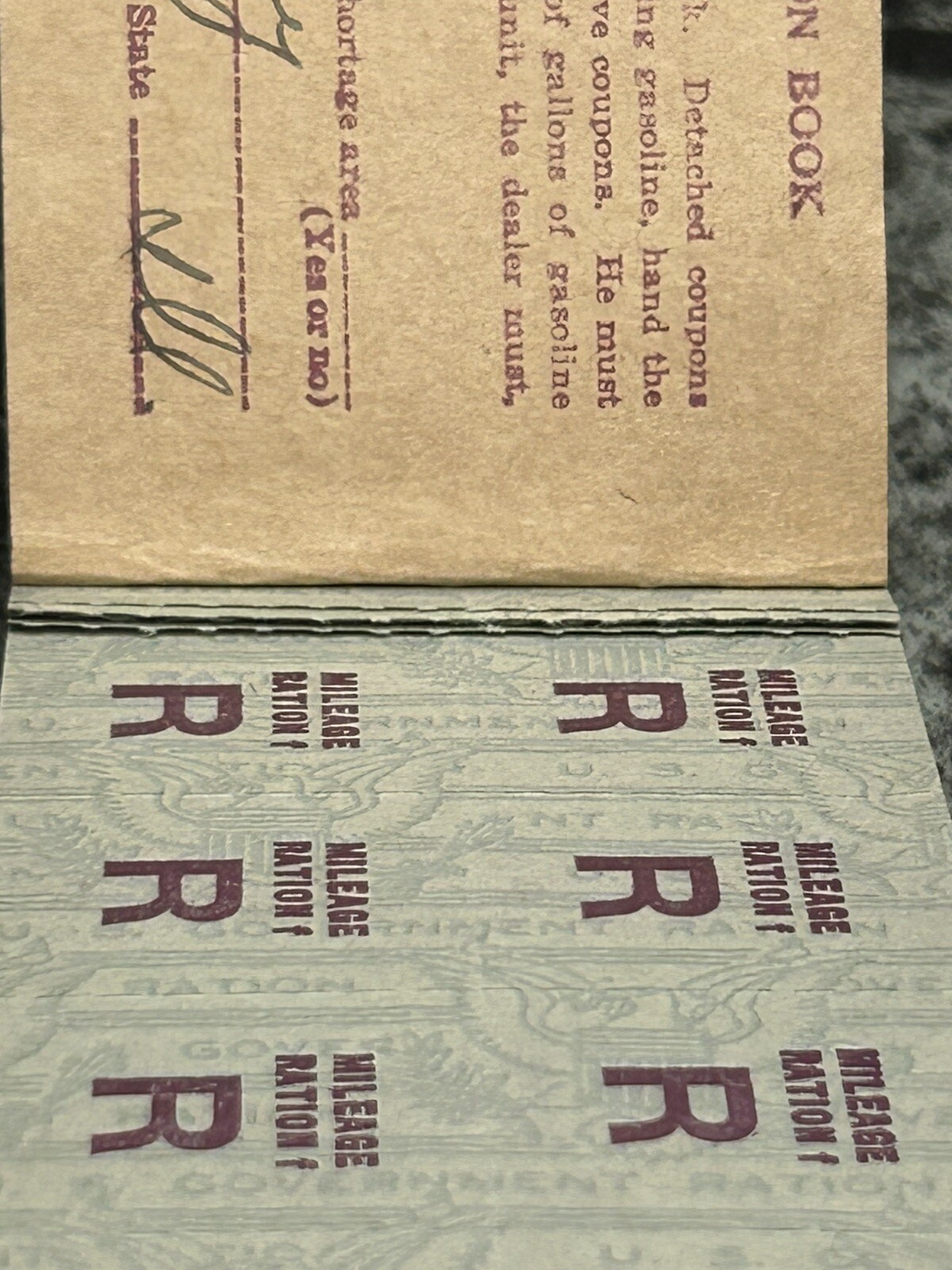1943-1944 NON HIGHWAY RATIONS BOOKLET WITH 4 FULL PAGES LEFT CHICAGO ILLINOIS