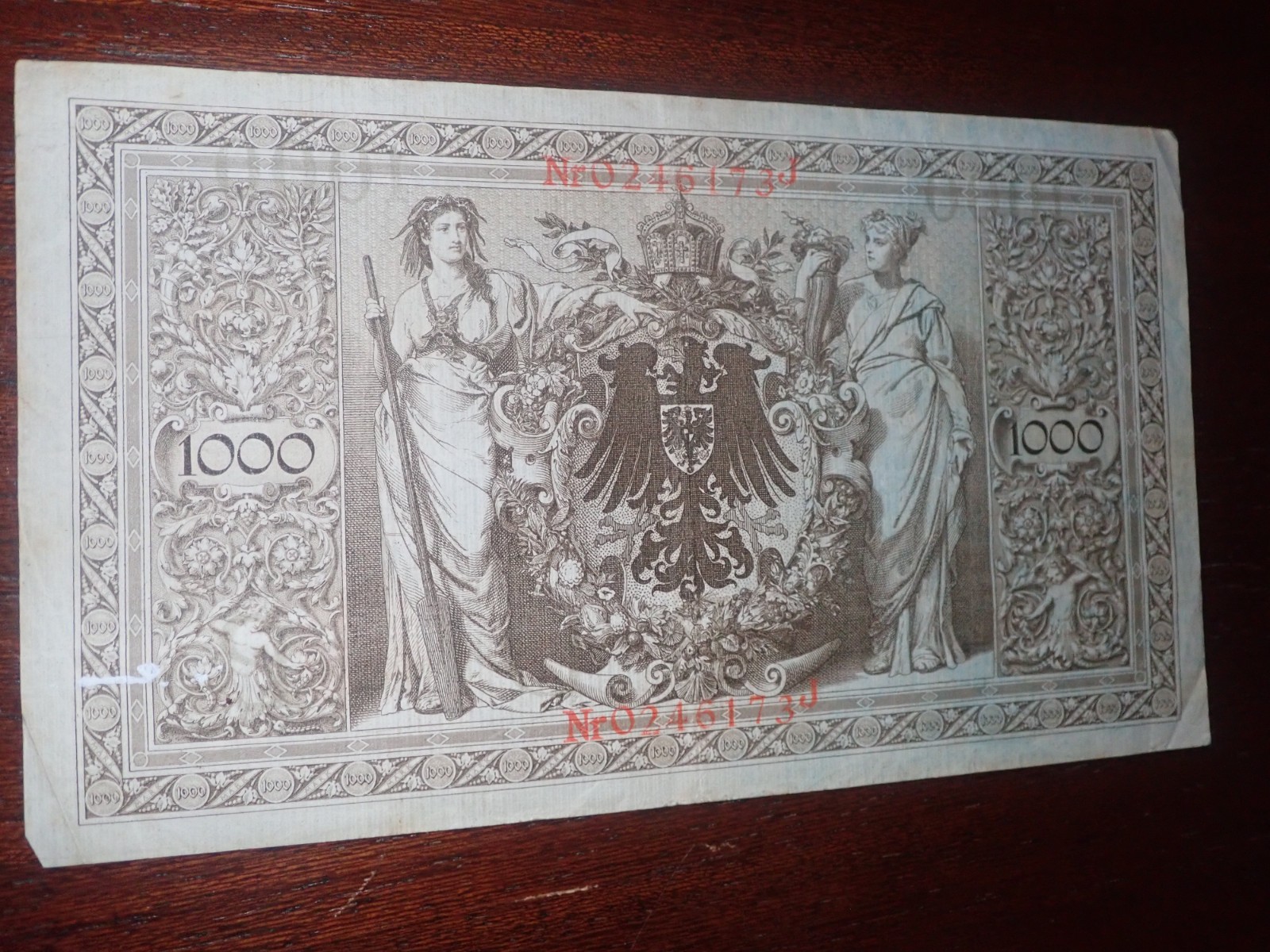Antique German Bank Note 1910 Reichsbanknote 1000 Mark