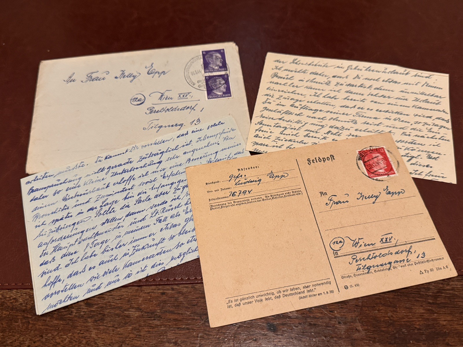 WW2 Handwritten Personal Letter : Nazi Era Correspondence: Vienna : March 1944