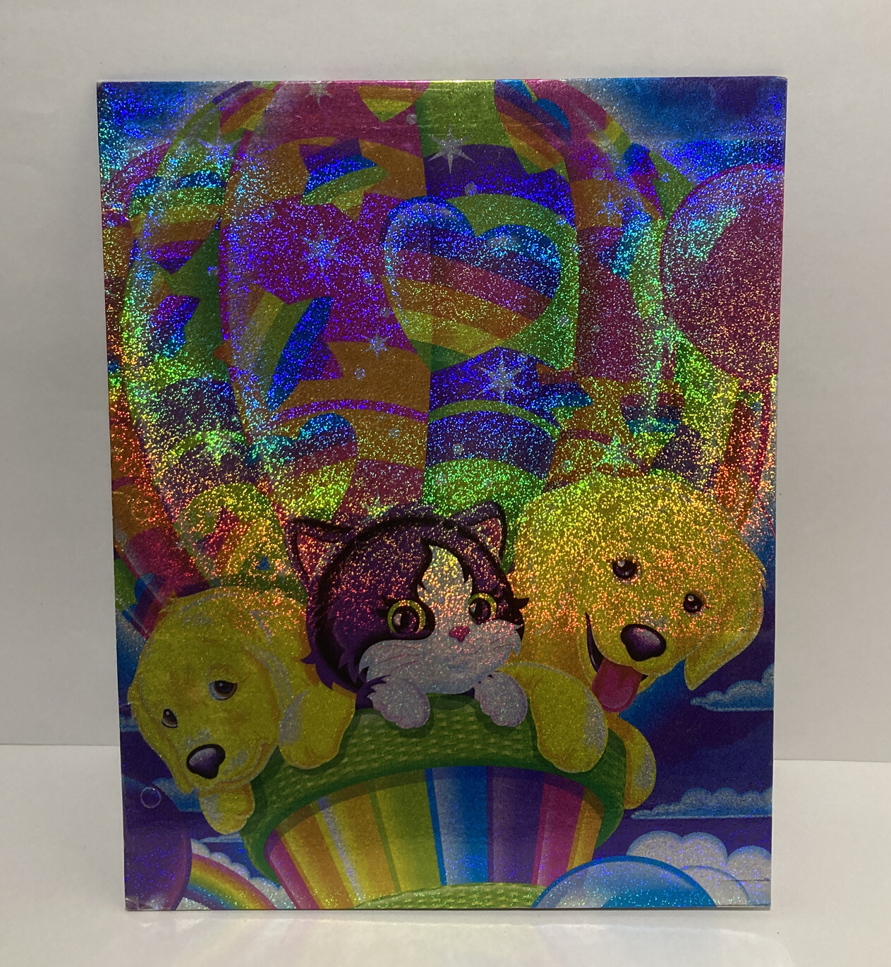 Vintage LISA FRANK Ballon Buddies Pocket Portfolio Folder Cats Dogs Unpunched