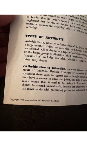 Metropolitan Life Arthritis Booklet 1953 Medical History Pamphlet Health Guide