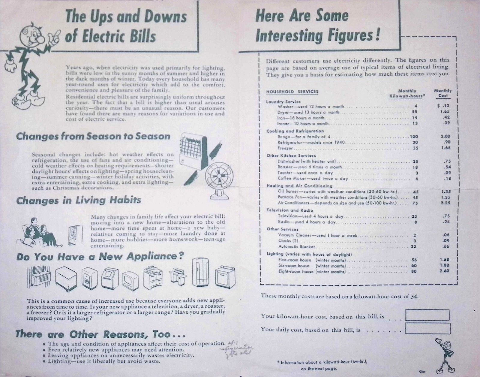 Philadelphia Electric Co. Electric Bill Info Booklet 1940s-50s PA