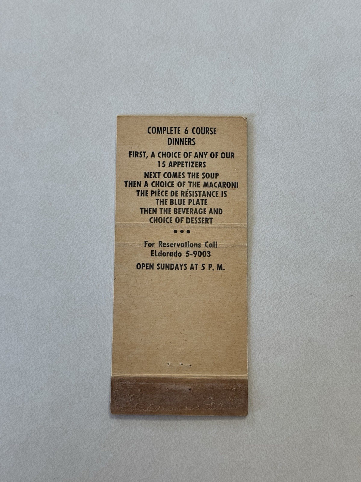 Macarios Italian Restaurant New York City Vintage Matchbook Cover S