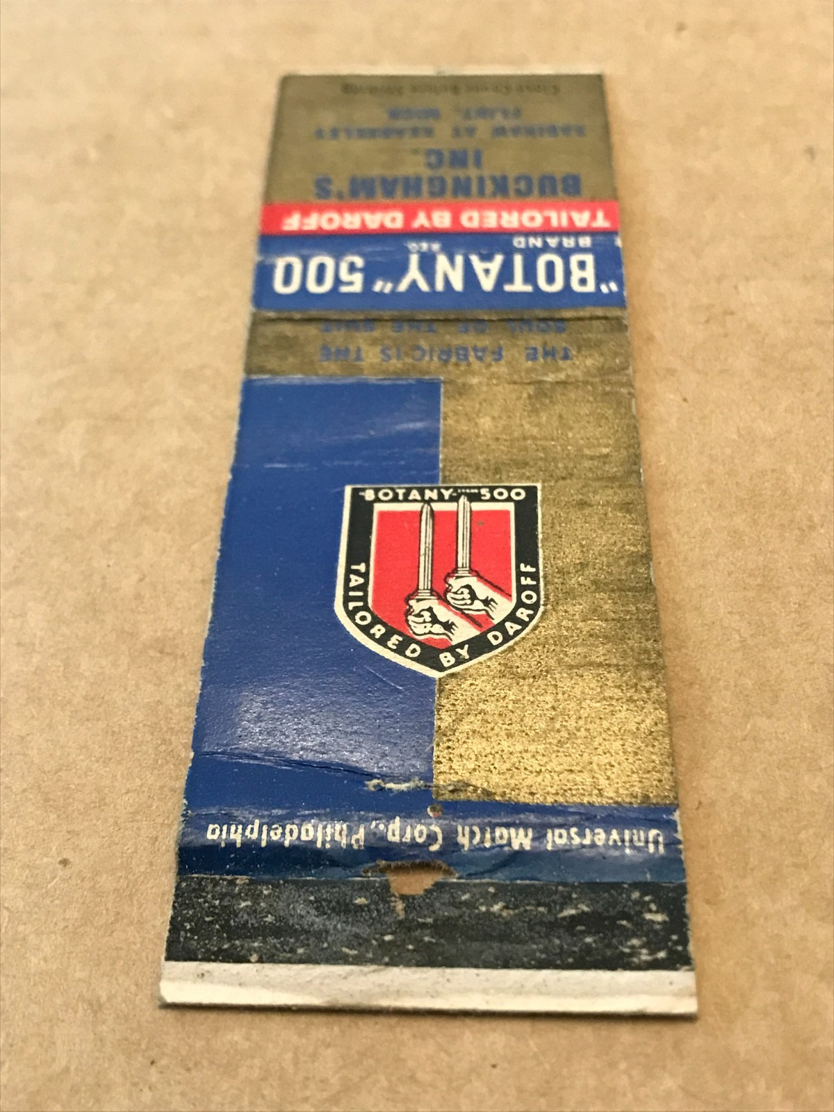 Vintage “Botany 500” Brand – Matchcover, Matchbook