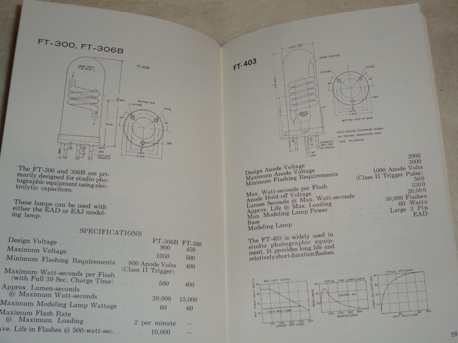 General Electric Flashtube Vintage Original GE Data Manual