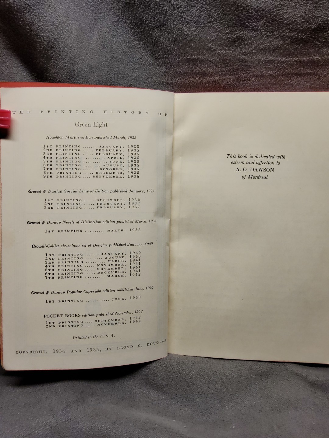 J849 Green Light 175 Lloyd Douglas Pocket Book Vintage Paperback Book