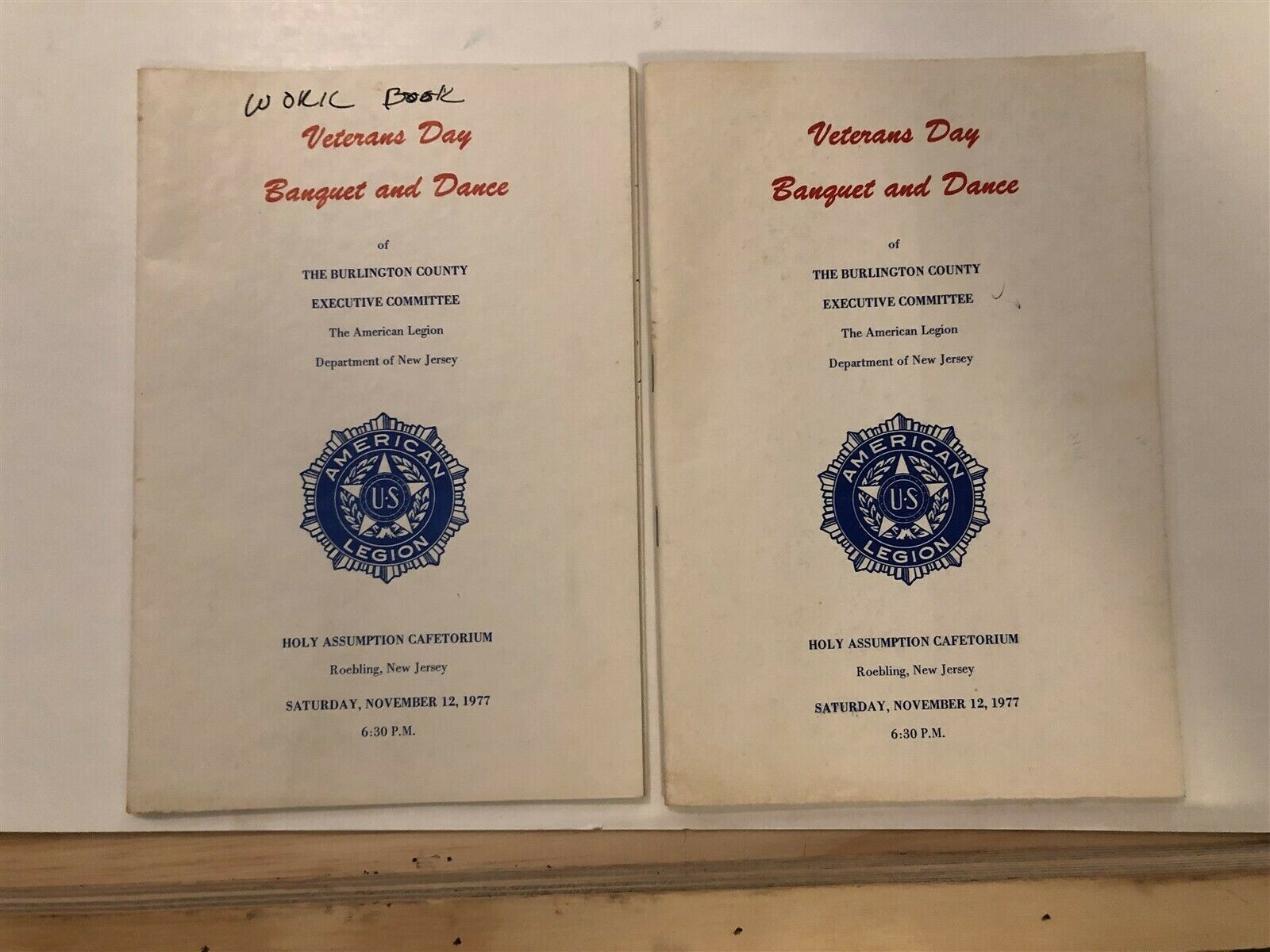 1977 Burlington County Veterans Day Banquet Dance Programs American Legion NJ