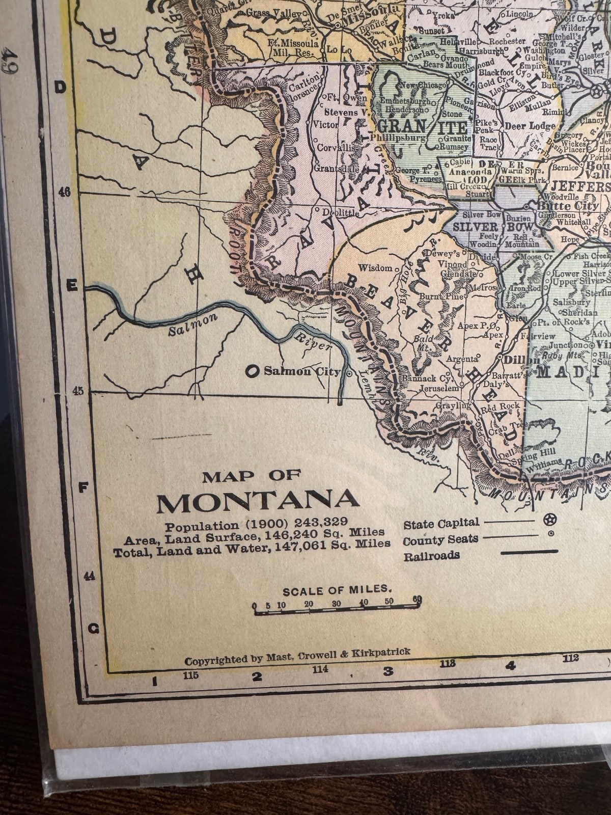 1903 Montana Map Rand McNally Antique Atlas Page Vintage Western Americana