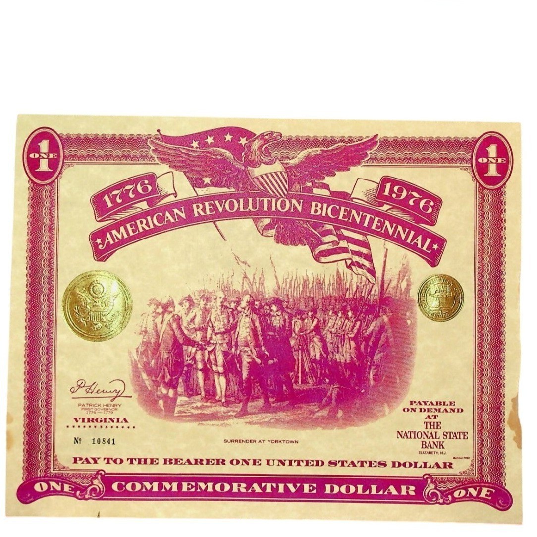 2-1926 U.S. Commemorative Dollar Certificate Coin/American Revolution Bicentenni