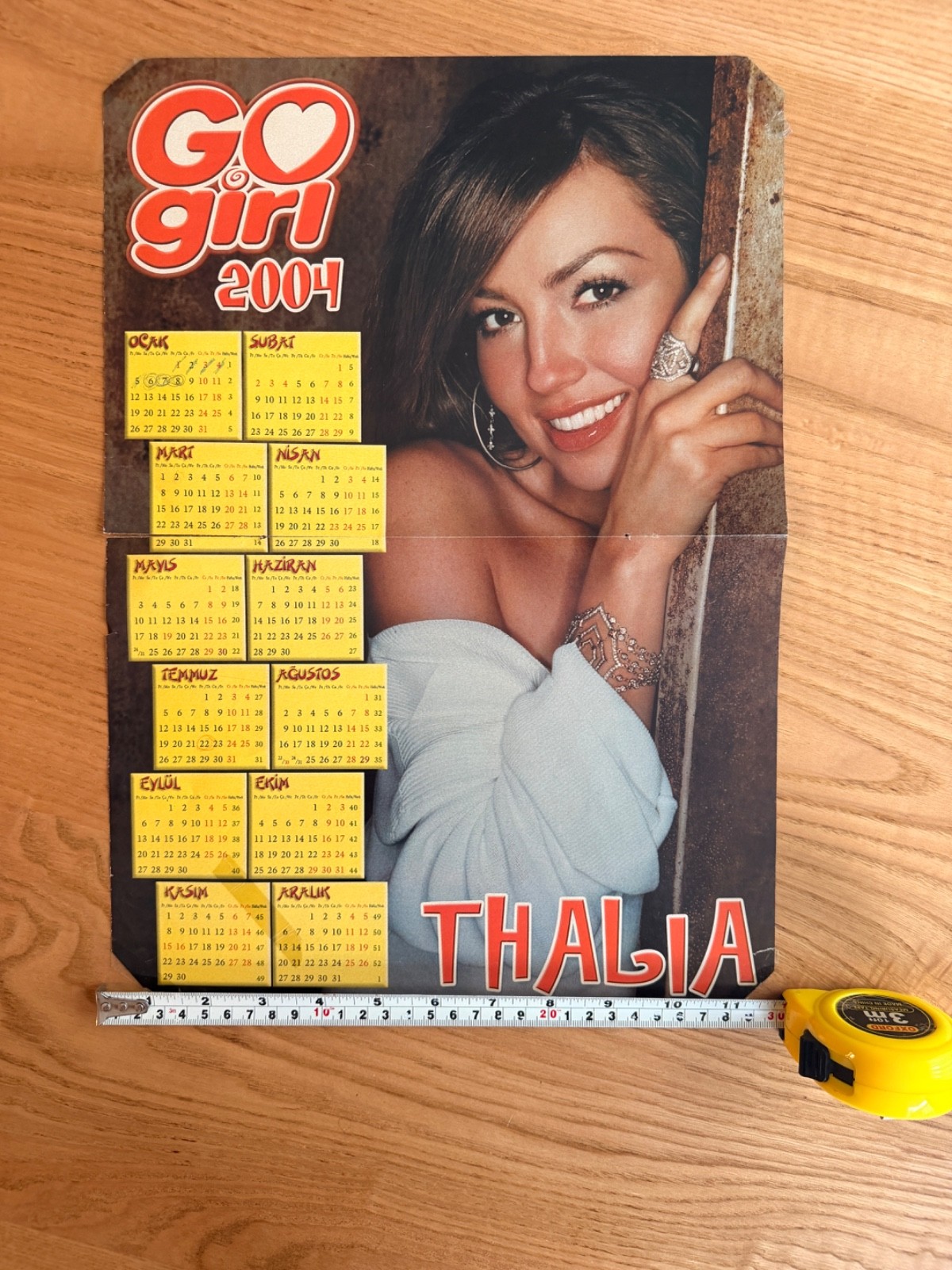 Rare Thalia Go Girl 2004 Turkish Calendar Poster Vintage Magazine Insert XXL