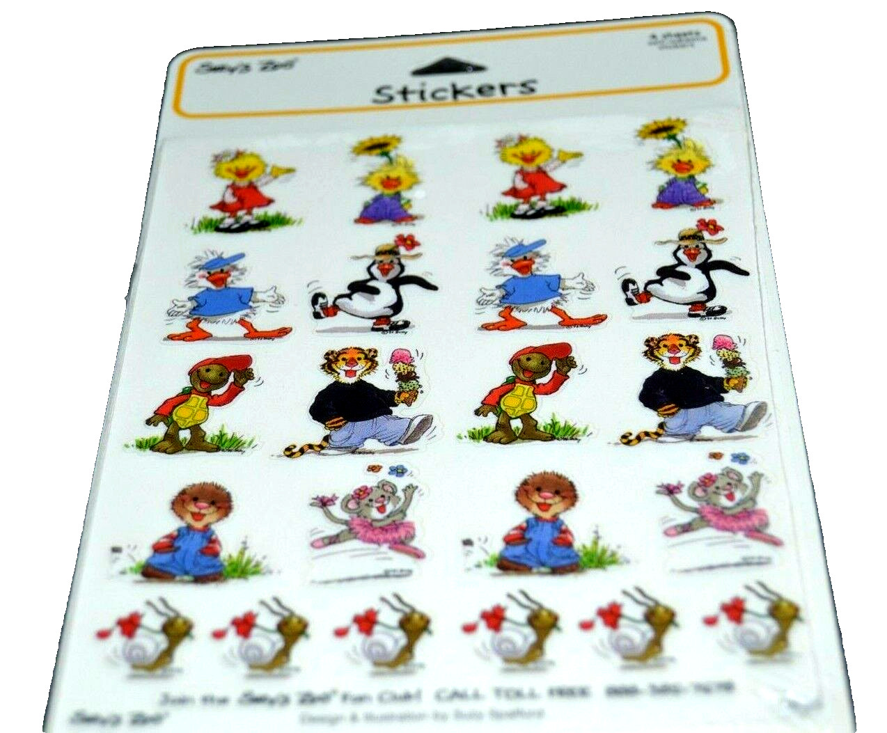 SUZY’S ZOO Stickers 4 Sheets SNAIL TIGER TURTLE PENGUIN 9626 Sealed! Vintage