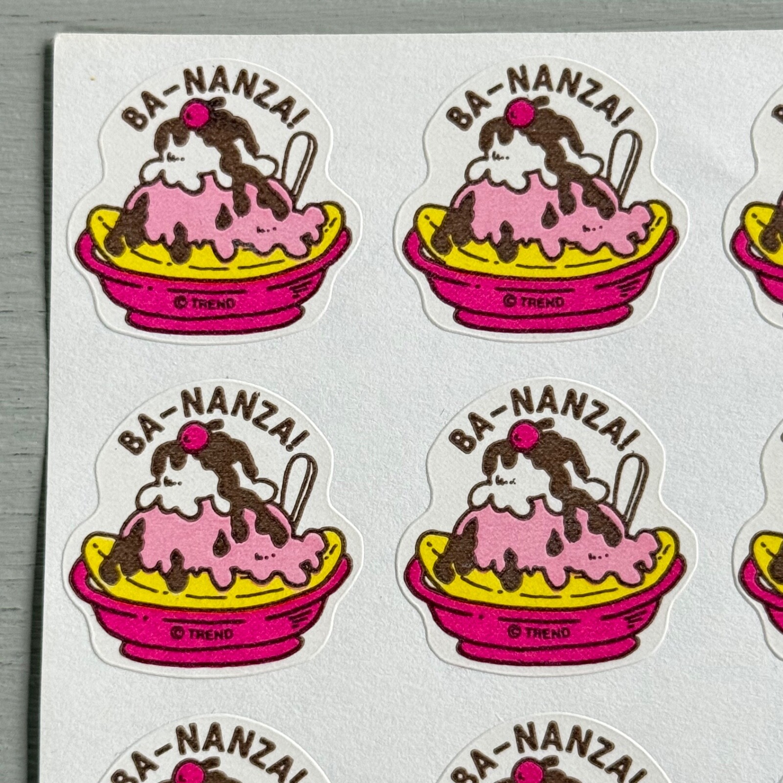 Vintage Trend Ba-nanza Banana Split Scratch n Sniff Stickers Sheet 1980s Matte