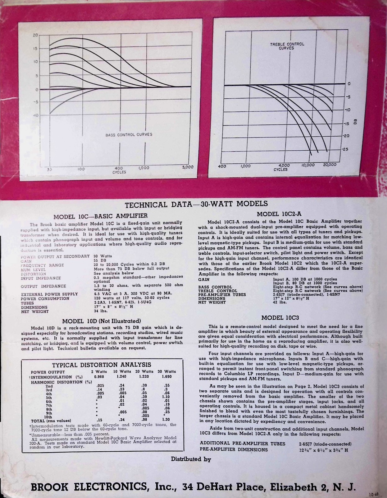 1950s Brook Electronics 30-Watt Amplifier Brochure Hi-Fi Audio Ephemera