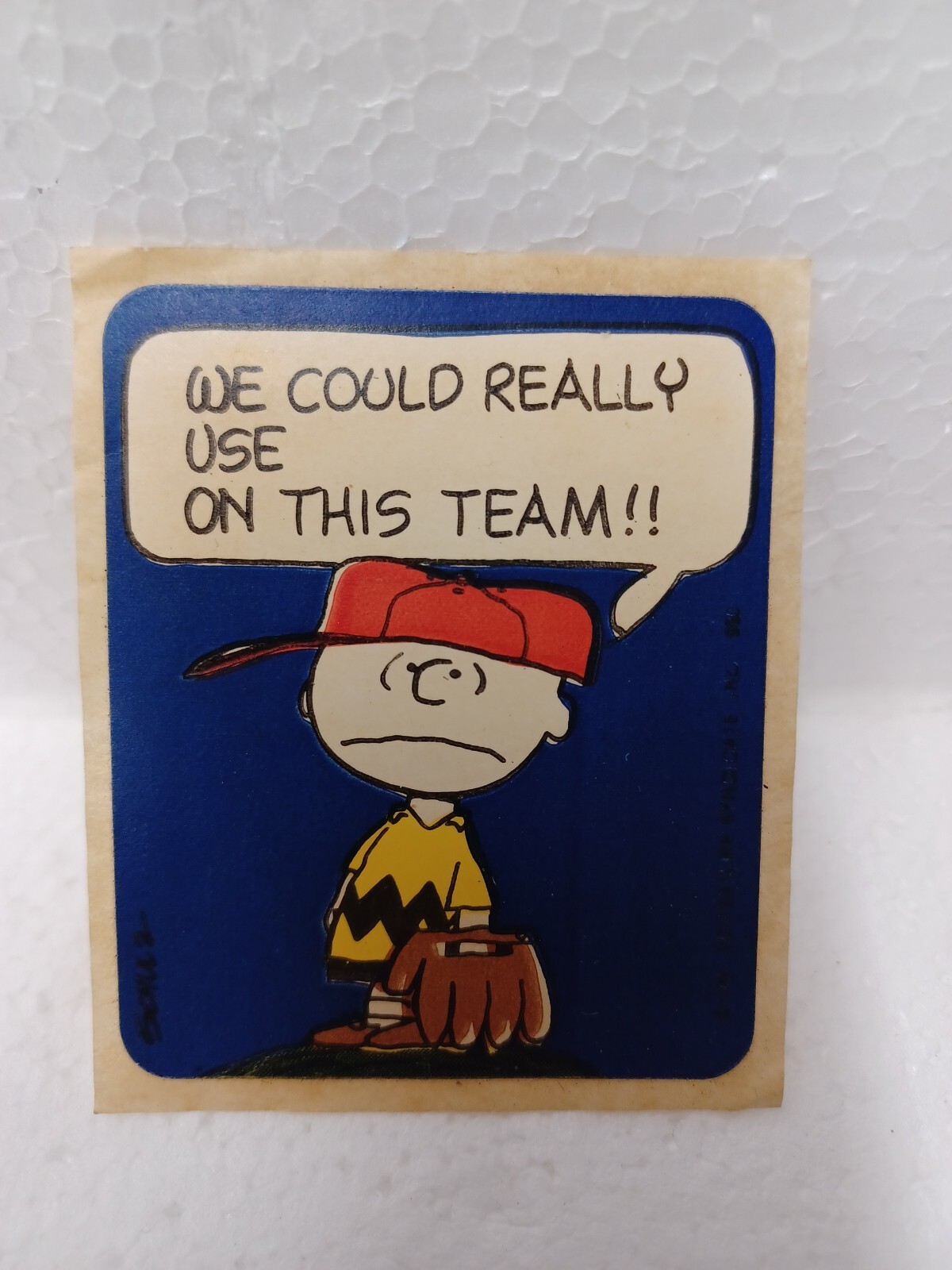 1950’s Vintage Sticker Charlie Brown Unused Rare “We could really use __ on..”