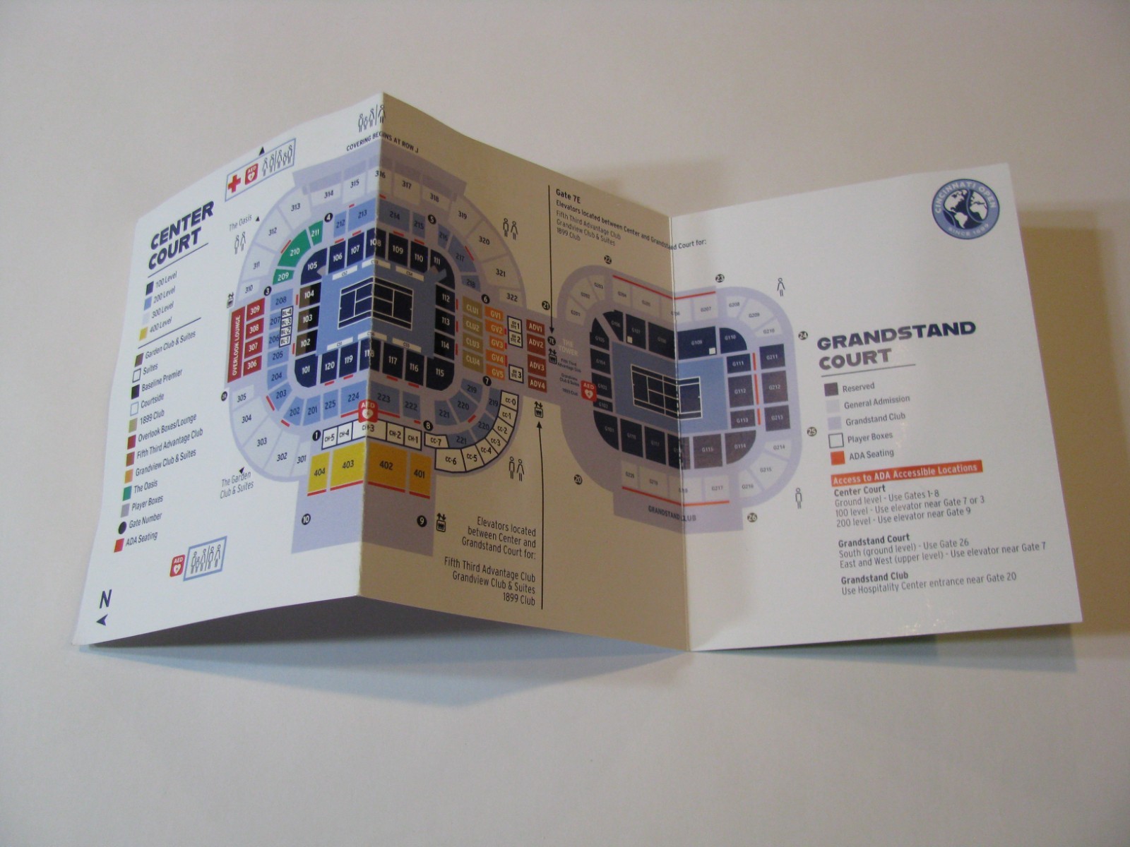 1x 2025 Cincinnati Open ATP WTA 1000 Tournament Tennis Court Map Guide Booklet