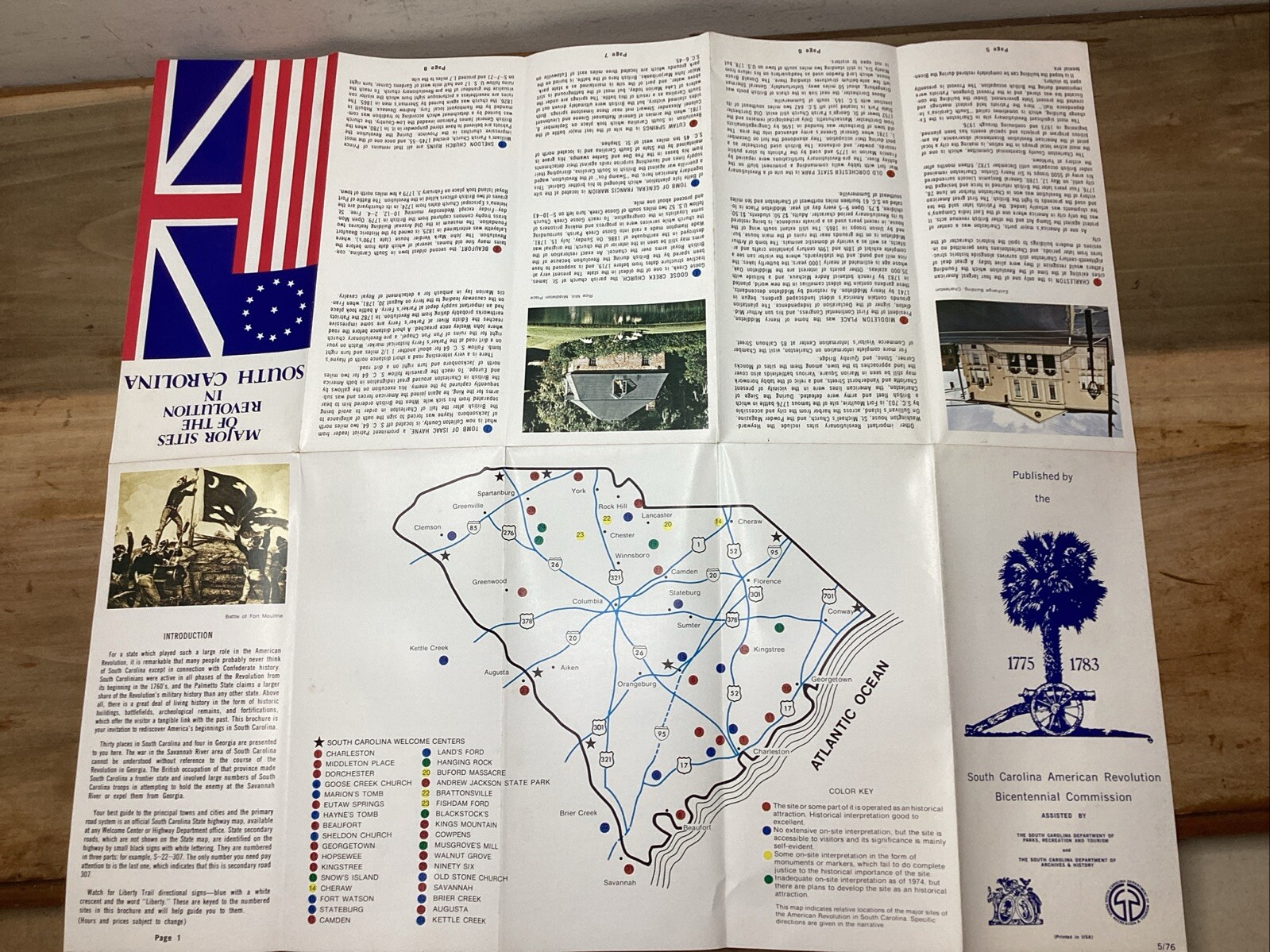 Vintage Major Sites Of The Revolution Brochure In South Carolina B52