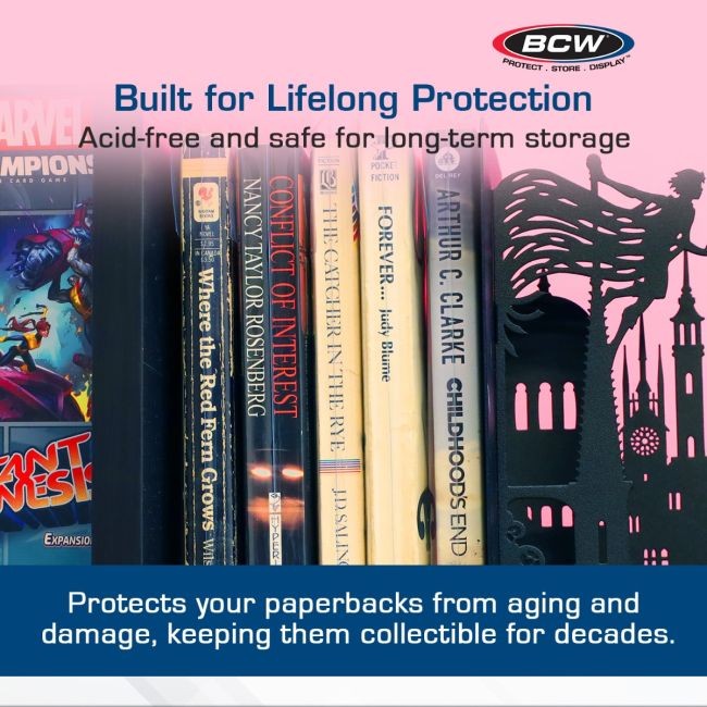 BCW Paperback Book Bags – Clear Archival Sleeves for Pocket Paperbacks