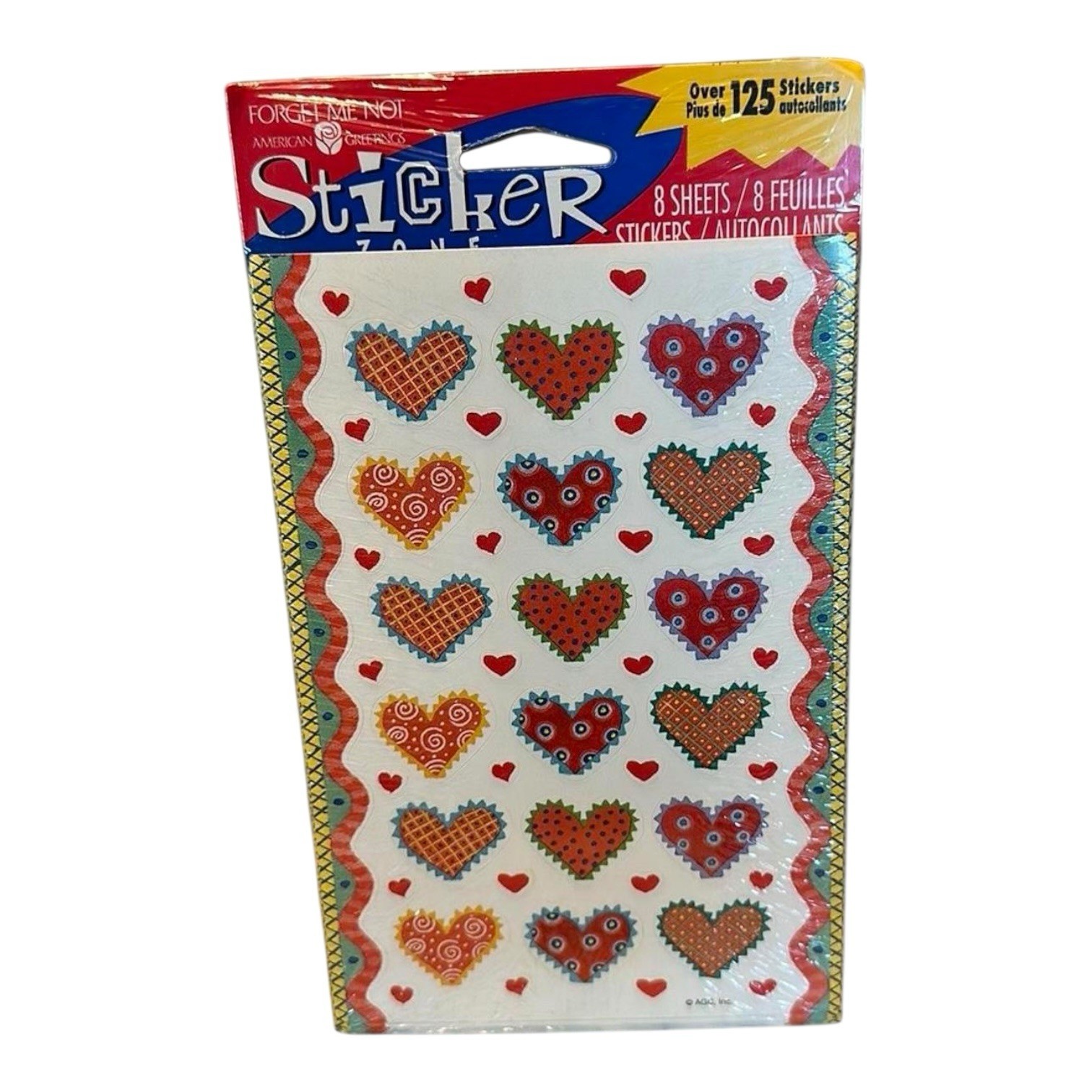 Sealed Vintage American greetings forget me not patchwork heart stickers 8 sheet