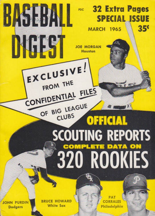 BASEBALL DIGEST 3 1965 Joe Morgan & rookies; Clemente Turley Musial &c