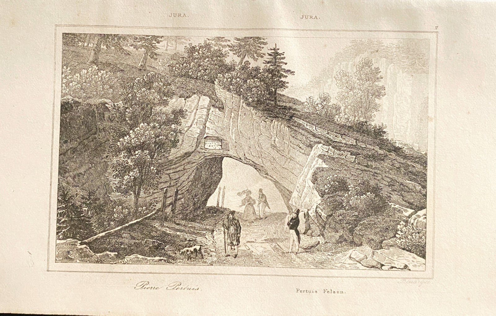 Engraving Switzerland 1838 “Pierre Pertuis – Canton Of Jura”
